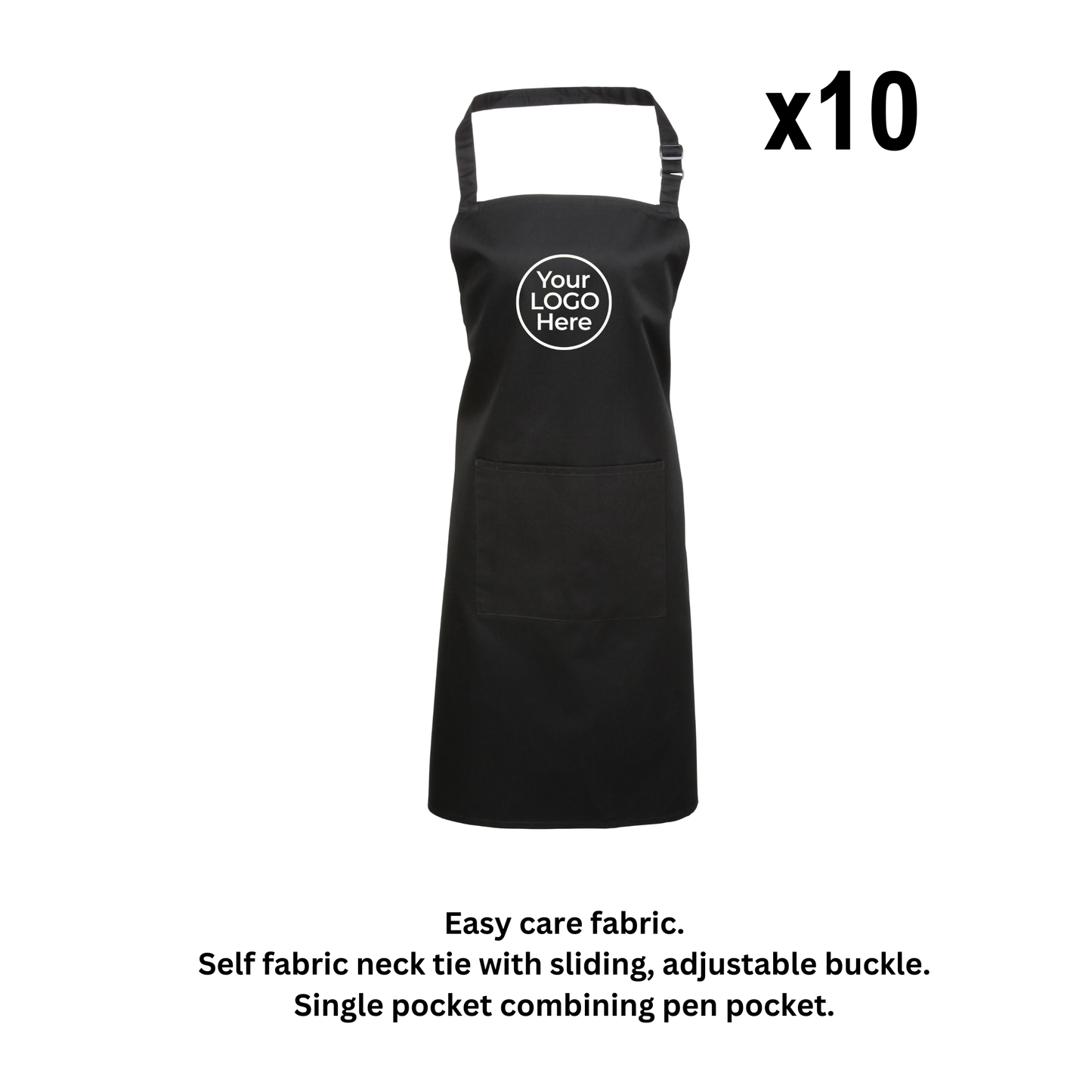 Restaurant Starter Pack | 10 Printed Bib Aprons | Front Logo Included