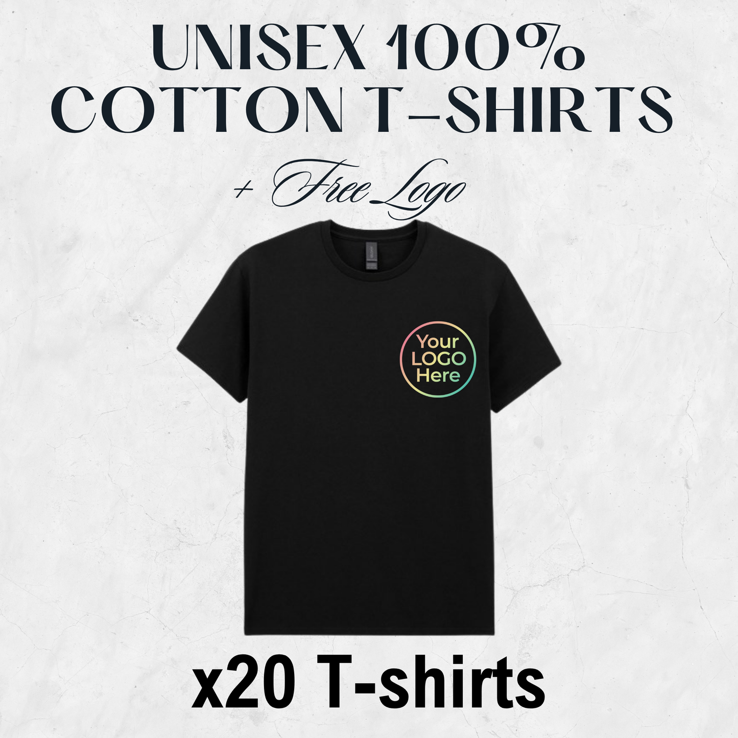 Business Starter Pack | 20 Printed T-Shirts | Front Logo Included