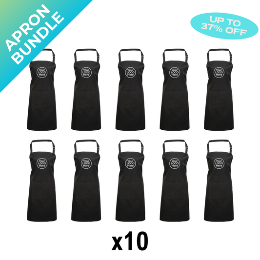 Restaurant Starter Pack | 10 Printed Bib Aprons | Front Logo Included